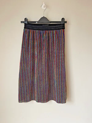 Rainbow Striped Glitter Skirt A-Line Stretch Lurex UK 8 💖 NEW - Image 1 of 4