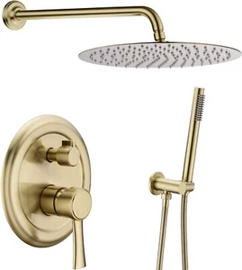 Rainfall Shower System Pressure Balanced Shower Set-12"In Trim Kit- Brushed Gold - Picture 1 of 6
