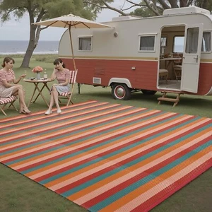 Outdoor Rug 8x10 Plastic Straw Reversible Large Floor Mat for Patio & Camping - Picture 1 of 60