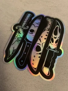 Jason Vorhees Michael Myers Chucky Scream Decal Sticker 3” Holographic Vinyl - Picture 1 of 5