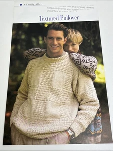 Textured Pullover Adult Sizes Knitting Pattern Pages From Book - Picture 1 of 4