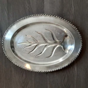 Vintage William Rogers Silber Teller Fleischplatte mit Fuß mit Brunnen #4110 16X12 - Bild 1 von 4