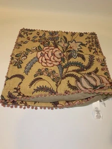 Pottery Barn Sorrel Floral Print Embroidered PomPom Pillow Cover Pair 20x20 - Picture 1 of 4