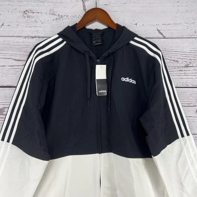 Adidas  E 3S WB WVN Men’s Jacket Size L Full Zip Black/White NWT - Image 1 of 4