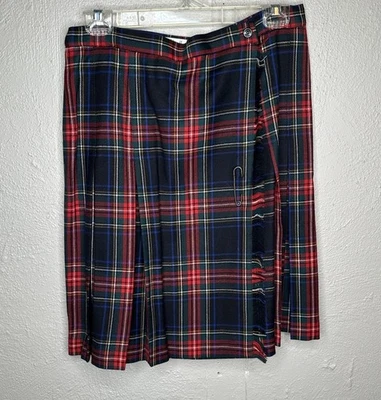 Rafaella женщин красный черный зеленый клетку шерсти надежном юбка бахрома заколка с подкладкой размер 14 - Изображение 1 из 4