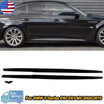 Pair Side Skirts Extension Lip MP Style For BMW E60 E61 5-Series M5 04-10 Black Foto 1 de 4