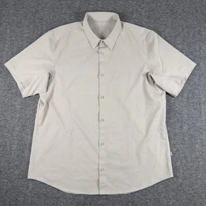Lululemon Shirt Mens Large Beige Short Sleeve Button Down Casual Lightweight - Picture 1 of 9