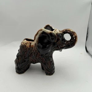 Fioriera elefante vintage MCM anni 60 Pfaltzgraff smalto a goccia marrone - Foto 1 di 9