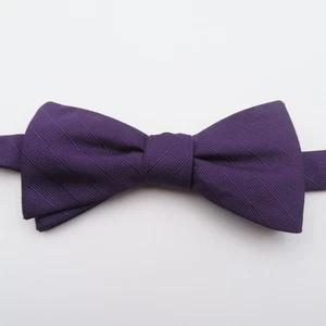 J Ferrar Bow Tie Polyester Purple Textured 2.25" Wide Pre Tied Tuxedo Formal - Picture 1 of 4