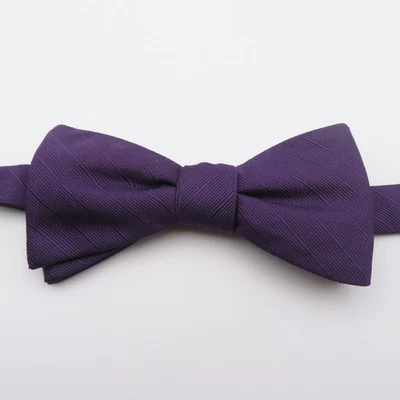 J Ferrar Bow Tie Polyester Purple Textured 2.25" Wide Pre Tied Tuxedo Formal - Image 1 of 4