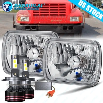 For Freightliner FL50 FL60 FL70 FL80 MT35 MT45 MT55 Pair 5x7 7x6" LED Headlights - Image 1 of 4