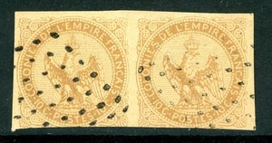 France 1865 Colonies General Issues 10¢ YBister Scott #3 Pair VFU M469 - Picture 1 of 6