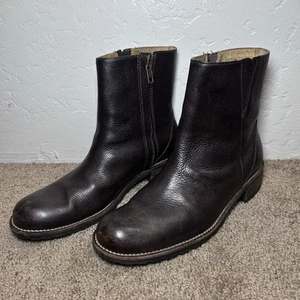 LL BEAN Women’s Ankle Brown Pebbled Leather Boots Size 7 M Zip Up Riding Vintage - Picture 1 of 9