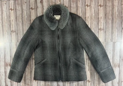 Schott NYC Perfecto Brand Wool leather trim Jacket Coat size M color plaid grey - Image 1 of 4