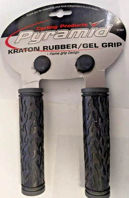 Genuine Pyramid Kraton Rubber/Gel Grip Set, Flame Design Part #31537 Black/Grey - Image 1 of 2