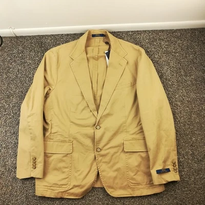 NWT Polo Ralph Lauren Sport Coat Khaki Cotton Stretch Unstructured Tan Mens 2XL - Image 1 of 4
