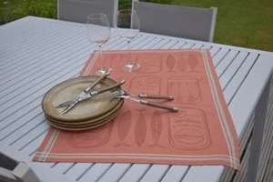 Cotton Dish Towel Jacquard 50X70 Cm Terra Sardine Motifs From France - Picture 1 of 5