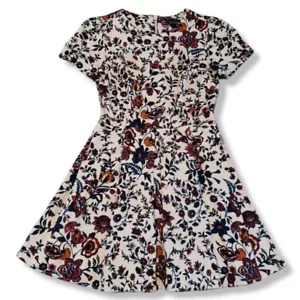 Topshop Dress Size 4 Flowers Floral Fit And Flare Pleated Beautiful Colorful - Picture 1 of 4