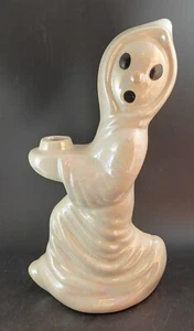 Ceramic Running Ghost Candle Holder Lustre Crackle Glaze 13” - Picture 1 of 7