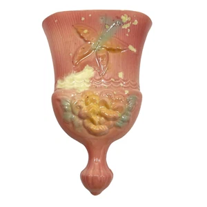 Rumpf Wand Tasche Kunst Keramik rosa Sunglow Schneebesen Besen USA Stiefmütterchen Schmetterling LESEN - Bild 1 von 18