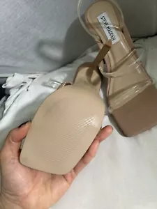 NEW STEVE MADDEN Women's Gracey Strappy Stiletto Sandals In Clear / Tan 6.5 - Picture 1 of 10