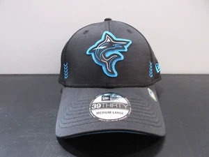 Miami Marlins Hat Cap Fitted Adult Medium Black Blue MLB Baseball Trucker Mens - Picture 1 of 8