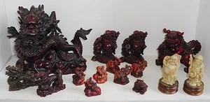 15 Chinese Resin Composite Animal Figures Dragons Budda's Elephants Frog + - Picture 1 of 6