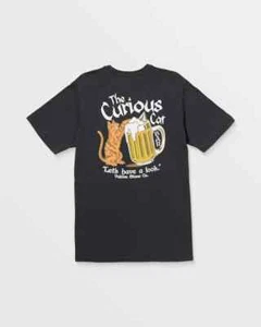 Volcom Curious Cat Short Sleeve Tee - Washed Black Heather Large NWT - Picture 1 of 7