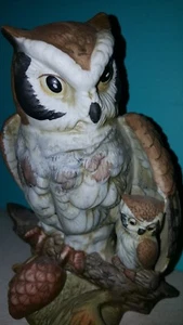 Vintage Owl Figurine Adult And Baby UCGC Taiwan-Excellent Condition  - Picture 1 of 7