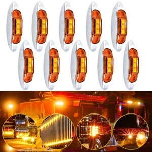 10X Amber 4" Marker Lights 3LED Trailer Truck RV Clearance Side Light Waterproof - Picture 1 of 12