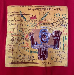 Jean-Michel Basquiat T Shirt Size M/L Red Long Sleeves Cropped Graphic Artwork - Picture 1 of 6