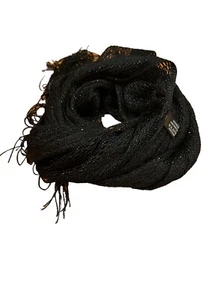 Scarf Wrap or Shawl Metallic Black Long with Fringe Pretty Boho Scarf - Picture 1 of 1
