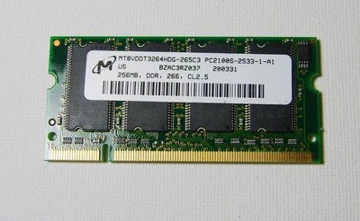 MT 256MB DDR 266 CL2.5 PC2100S-2533-1-A1 -SoDimm Ram - Image 1 of 2
