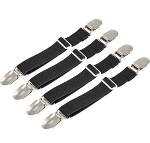 Adjustable Bed Sheet Fasteners 4Pcs, Elastic Straps Clips, Grippers for Mattress - Picture 1 of 9
