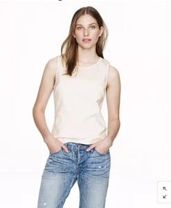 J. Blusa Top Crew Blanca Estructurada Mezcla Encaje Sin Mangas, Talla XXS - Imagen 1 de 6