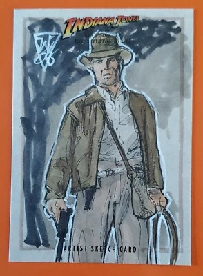 2008 sketch card art INDIANA JONES crystal skull kingdom JOHN WATKINS-CHOW topps - Image 1 of 4