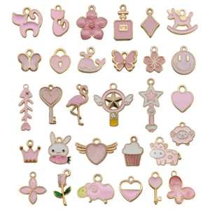 10pcs Pink Jewelry Making Charms Enamel Pendant For DIY Jewelry Making Handmade - Picture 1 of 38