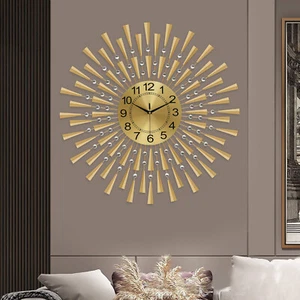 Reloj de Pared Art Deco Dorado Montado en la Pared Reloj Decoración de Pared para Salón - Imagen 1 de 12