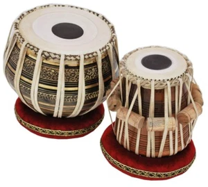 Indisches traditionelles Sheeshamholz handgefertigtes Messing Tabla Set - Bild 1 von 9