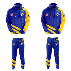 Los Angeles Rams Mens Hoodie Suit 2 Piece Casual Sweatshirt Jogging Pants Gift