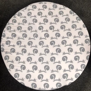 Round Cot Sheet. Squirrel Time. Pale Pink and grey - Picture 1 of 3