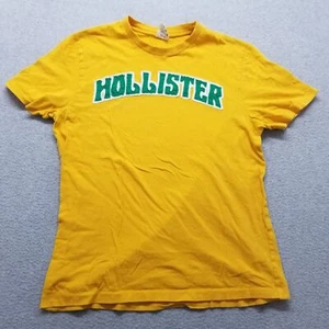Vintage Hollister Shirt Mens Medium Yellow Short Sleeve Crew Neck Patch Logo - Picture 1 of 9