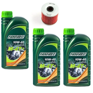Motoröl Set 10W40 3 Liter Ölfilter KN123 für Kawasaki KFX 250 KLF 220 300 Bayou - Bild 1 von 3