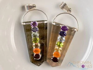 Colgante Punta Cristal CHAKRA - LABRADORITA o FLUORITA - Joyería, Piedras, E1920 - Imagen 1 de 10