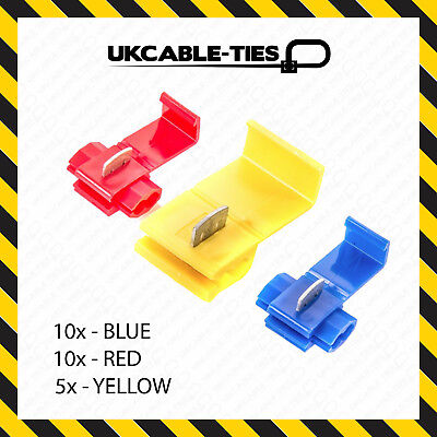 25X Assorted Blue Red Yellow Scotch Lock Wire Connectors Quick Splice Terminals • 5.89£