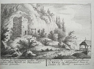 Burg Resti Haslital Meiringen Schweiz Kupferstich von Herrliberger 1758 - Bild 1 von 1