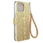 Case for iPhone 15 Pro Glitter Disco Wallet Video Stand Gold