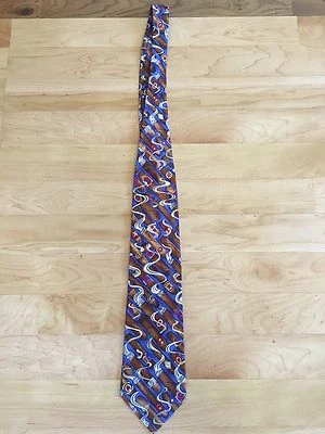 vtg ARANGO brown CIGARS smoke SILK novelty necktie TIE wide DAD - Image 1 of 2