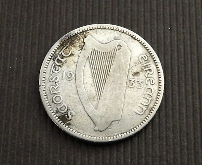 Ireland 1933 1 Shilling Scilling Bull Silver F CA081 - Image 1 of 2