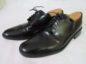 Pronto Uomo Mens Derby Dress Shoes Size 13M Black Leather Cap Toe Goodyear Welt - Picture 1 of 7